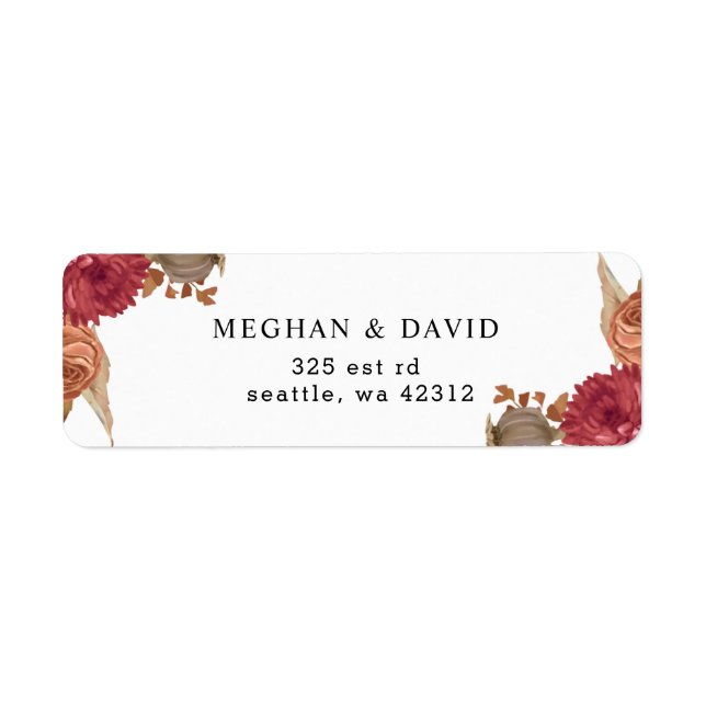 Rustic Botanical Autumn Fall Wedding  Label (Front)