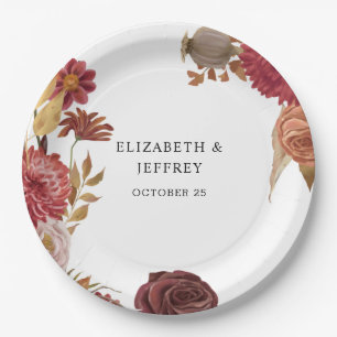 Rustic Botanical Autumn Fall Wedding Paper Plates