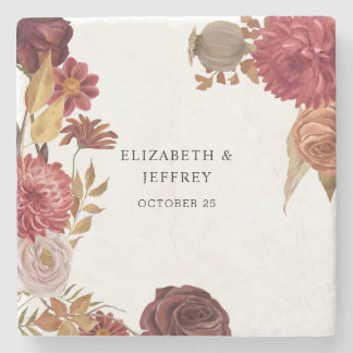Rustic Botanical Autumn Fall Wedding   Stone Coaster