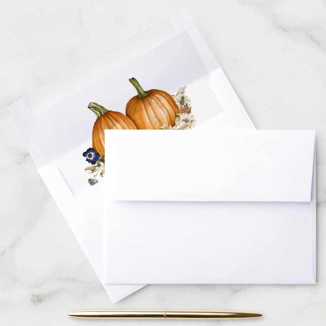 Rustic Botanical Autumn Pumpkin Fall Wedding Envelope Liner (Desk)