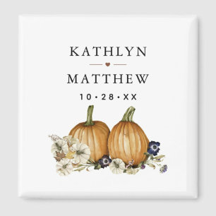 Rustic Botanical Autumn Pumpkin Fall Wedding Magnet