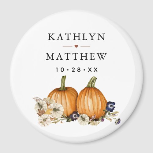 Rustic Botanical Autumn Pumpkin Fall Wedding Magnet