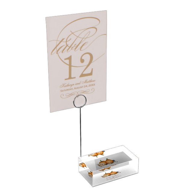 Rustic Botanical Autumn Pumpkin Fall Wedding Place Card Holder (Corner)