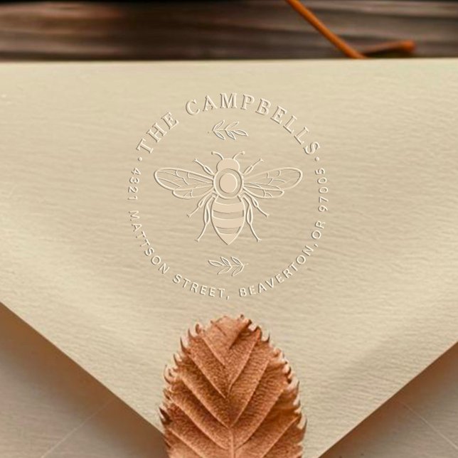 Rustic Botanical Bee Family Return Address Embosser (Creator Uploaded)