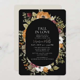 Rustic Botanical Black Ivory  Bridal Shower Invitation