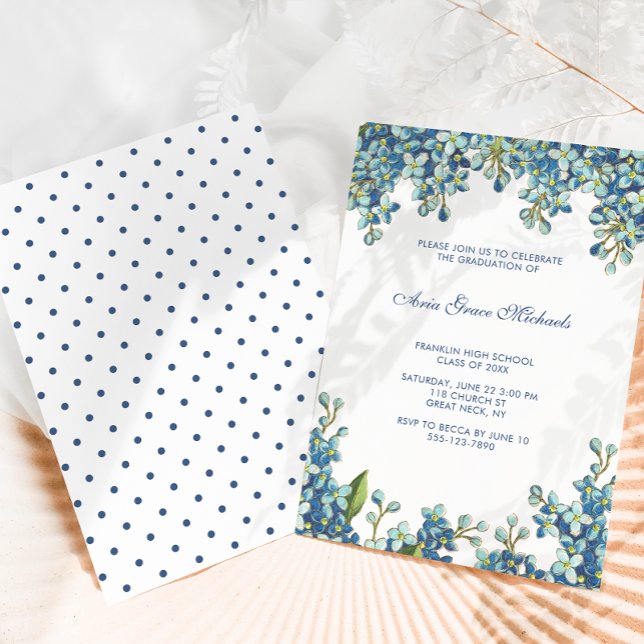 Rustic Botanical Blue Graduation Party Invitation (Creator Uploaded)