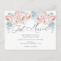Rustic Botanical Blush Floral Wedding Announcement Postcard