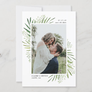 Rustic Botanical Border Save the Date Card