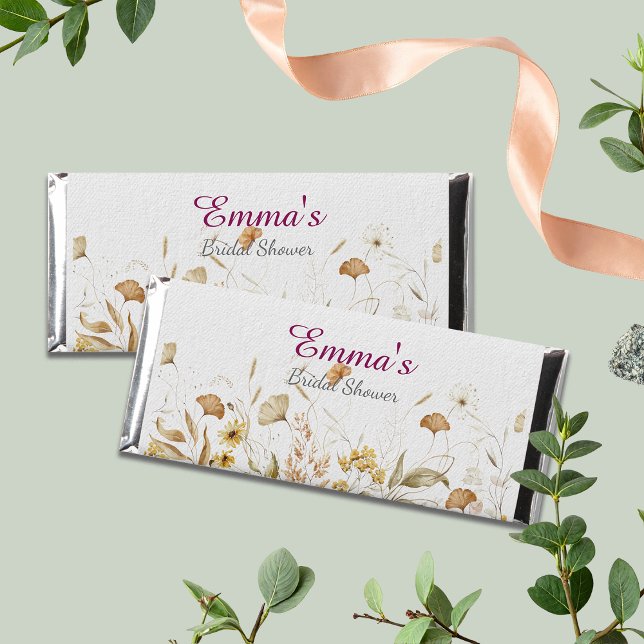 Rustic Botanical Bridal Shower Customize Hershey Bar Favors (Creator Uploaded)