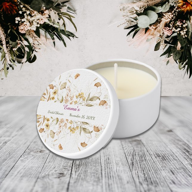 Rustic Botanical Bridal Shower Customize Mini Candle Favors (Creator Uploaded)