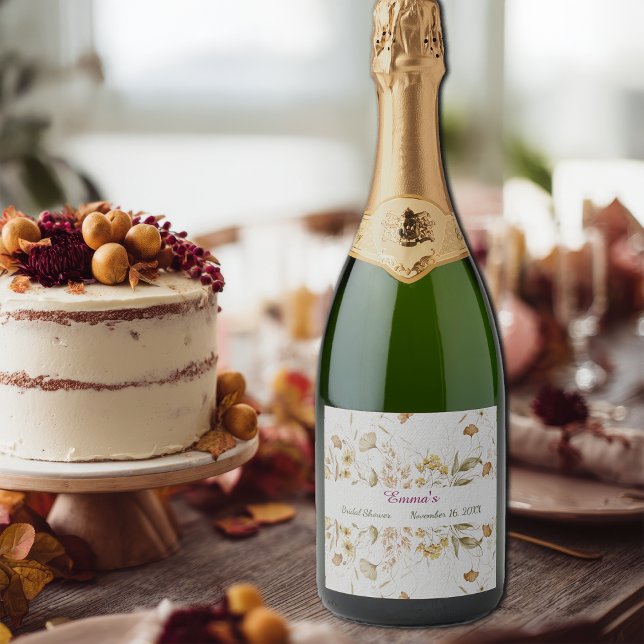 Rustic Botanical Bridal Shower Customize Sparkling Wine Label (Creator Uploaded)