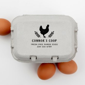 Rustic Botanical Chicken Farm Egg Rubber Stamp by Cali_Graphics at Zazzle