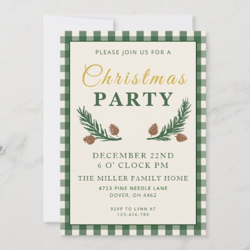 Rustic Botanical Christmas Party Invitation