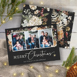Rustic Botanical Christmas Photo Card<br><div class="desc">Celebrate the season with our Rustic Botanical Christmas Photo Flat Card from the Black Boho Botanical Christmas Holiday Card Collection. Adorned with a lovely photo collage for three of your favorite photos and a coordinating pattern on the back, this card captures festive elegance. Personalize it with your cherished moments and...</div>