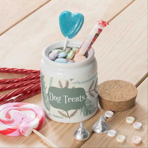 Rustic Botanical Country Pine Pet Dog Treat Candy Jar