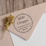 Rustic Botanical Country Wreath Wedding Address Self-inking Stamp<br><div class="desc">Personalized Botanical Wreath Return Address Stamp. This rustic stamp features a hand-drawn botanical wreath that beautifully frames the couple's names in elegant script lettering. Below, their home address is displayed in a simple lowercase serif typography. The versatile design makes it suitable for a variety of applications, including wedding invitations, save-the-dates,...</div>