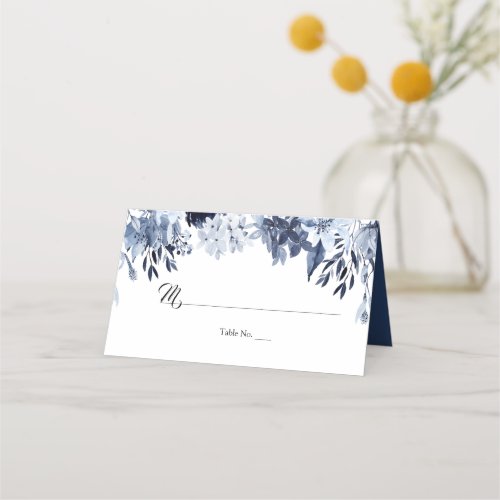 Rustic Botanical Dusty Blue Floral Wedding Place Card