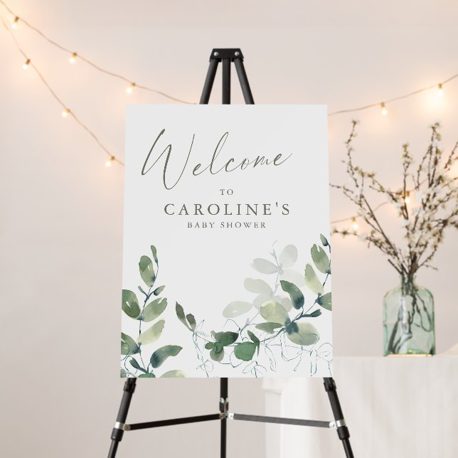 Rustic Botanical Eucalyptus Custom Baby Shower Foam Board (In Situ (Stand))