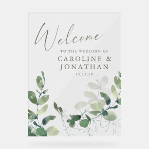 Rustic Botanical Eucalyptus Custom Wedding Acrylic Sign