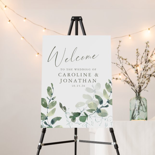 Rustic Botanical Eucalyptus Custom Wedding Foam Board (In Situ (Stand))
