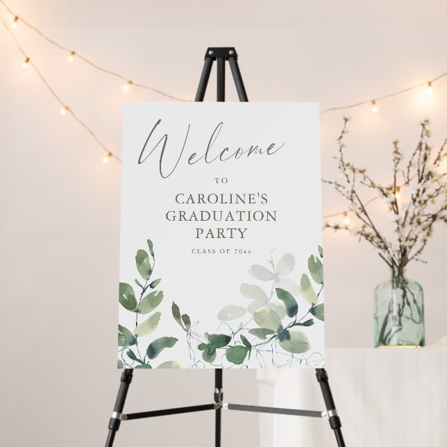 Rustic Botanical Eucalyptus Graduation Welcome  Foam Board (In Situ (Stand))