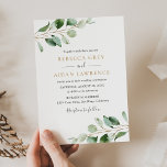 Rustic Botanical Eucalyptus Greenery Gold Wedding Invitation<br><div class="desc">This simple and elegant Wedding Invitation features beautiful moody watercolor eucalyptus leaf branches & has been paired with a whimsical calligraphy and a classy serif font in gold and gray. To make advanced changes,  please go select "Click to customize further" option under Personalize this template.</div>
