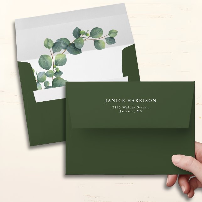 Rustic Botanical Eucalyptus Greenery Wedding Envelope (Eucalyptus greenery envelope adds natural charm and a personalized touch to wedding invitations)
