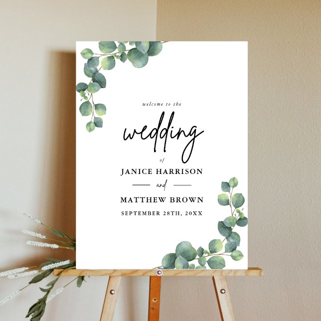 Rustic Botanical Eucalyptus Greenery Wedding Foam Board (Creator Uploaded)