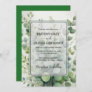 Rustic Botanical Eucalyptus Greenery Wedding Invitation