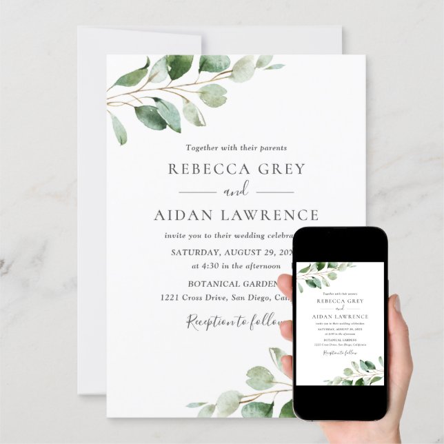 Discover Rustic Botanical Eucalyptus Greenery Wedding Invitation