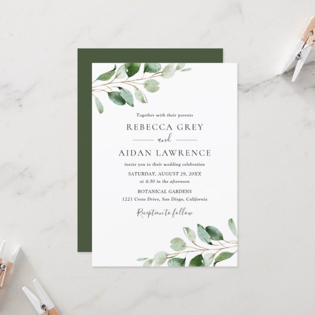 Discover Rustic Botanical Eucalyptus Greenery Wedding Invitation