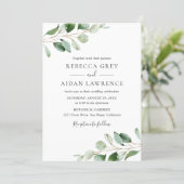 Rustic Botanical Eucalyptus Greenery Wedding Invitation (Standing Front)