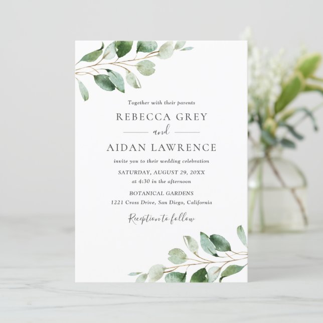 Discover Rustic Botanical Eucalyptus Greenery Wedding Invitation