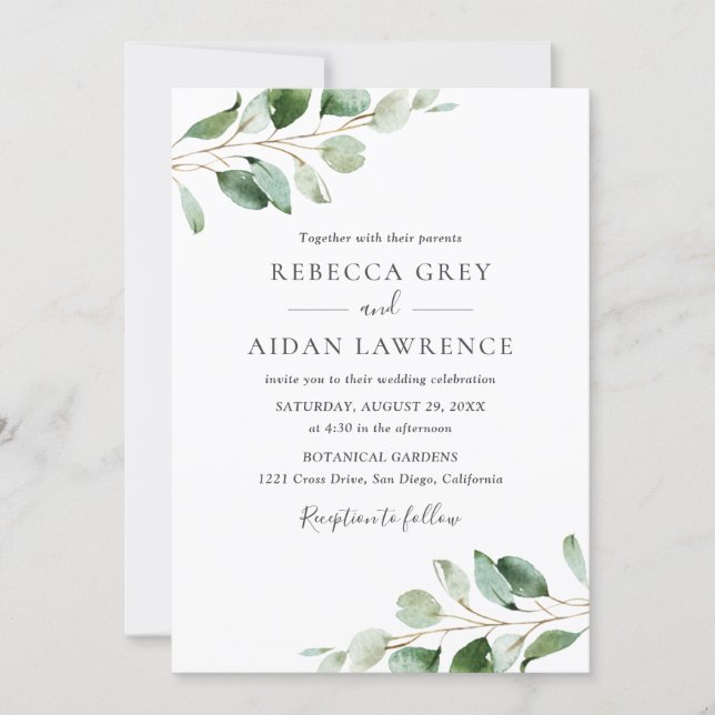 Discover Rustic Botanical Eucalyptus Greenery Wedding Invitation