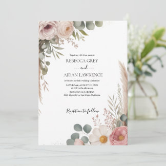 Rustic Botanical Eucalyptus Greenery Wedding  Invitation