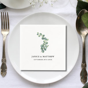 Rustic Botanical Eucalyptus Greenery Wedding Napkins