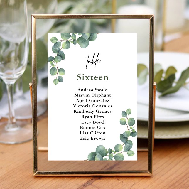 Rustic Botanical Eucalyptus Greenery Wedding Table Number (Creator Uploaded)