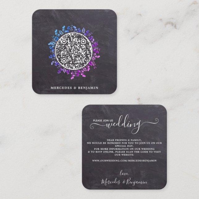 Rustic Botanical Eucalyptus QR Code Wedding Invite (Front/Back)