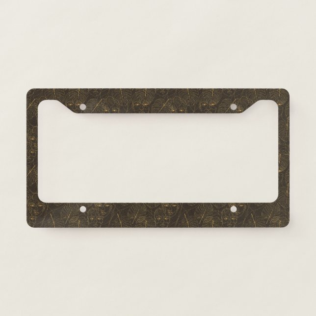 Rustic Botanical Face Line Pattern (1) License Plate Frame (Front)