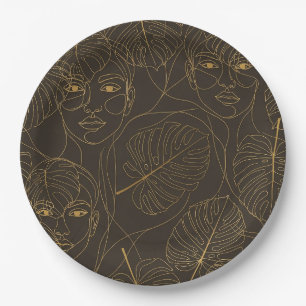 Rustic Botanical Face Line Pattern (1) Paper Plates