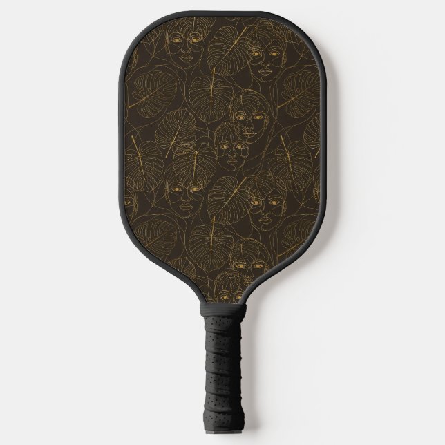 Rustic Botanical Face Line Pattern (1) Pickleball Paddle (Front)