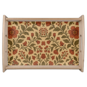 Rustic Botanical Floral Serving Tray