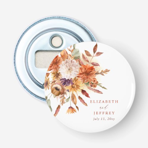Rustic Botanical Floral Terracotta Fall Wedding Bottle Opener