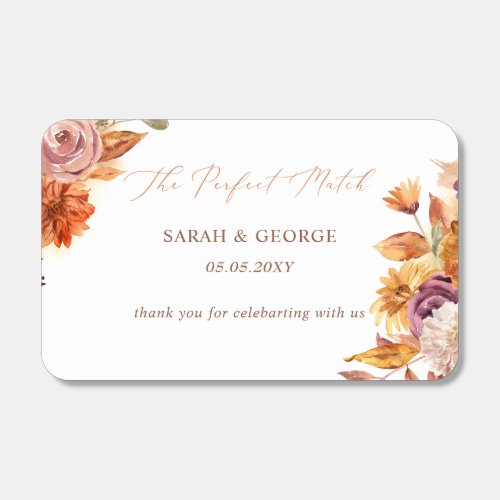 Rustic Botanical Floral Terracotta Fall Wedding Matchboxes