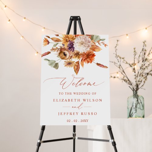 Rustic Botanical Floral Terracotta Welcome Sign