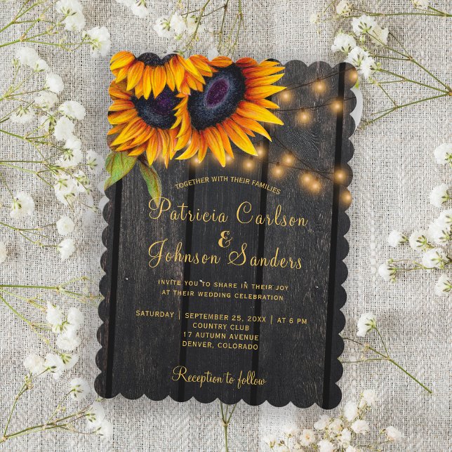 Rustic botanical floral wood wedding invitation (Creator Uploaded)