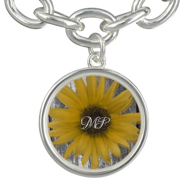 Rustic Botanical Flower Sunflower Farmhouse Bracelet (Design)