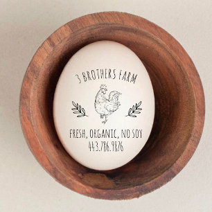 Rustic Botanical Fresh Eggs Rubber Stamp