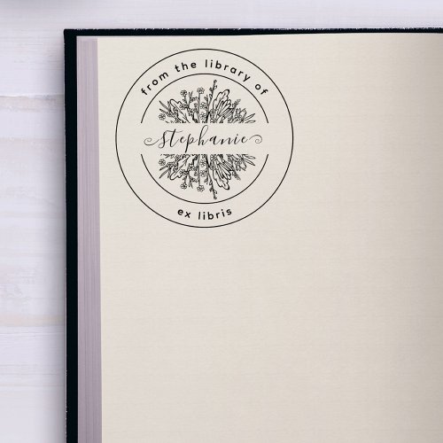Rustic Botanical  From the Library  Custom Book Self_inking Stamp