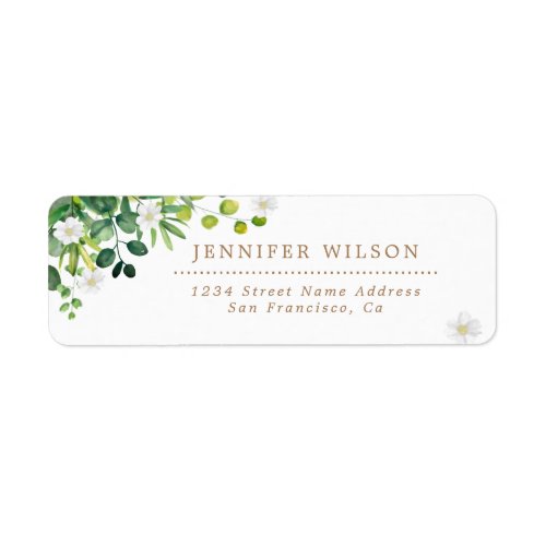 Rustic Botanical Garden Floral Greenery Gold Text Label